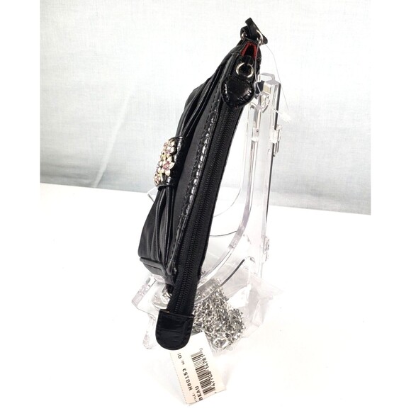 BRIGHTON Black Leather Floral Adorned BOW Small Clutch Mini  Bag - Picture 7 of 16